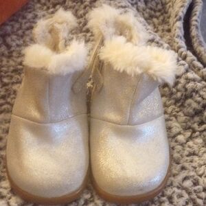 Timberland Kids Silver Boots with Faux Fur Sprout Bootie